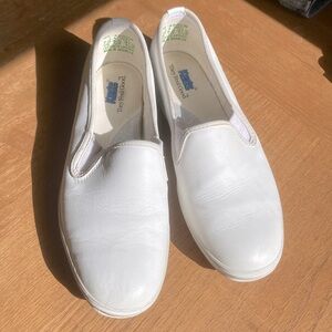 White Leather Vintage Ked Slip Ons
